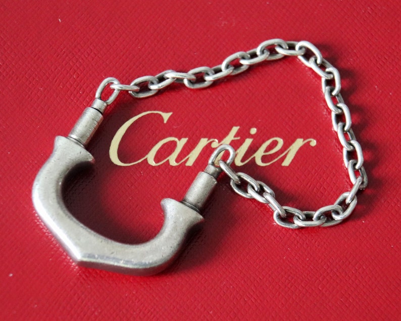 Porte-clés en argent CARTIER Authentique porte-clés en argent sterling avec logo Cartier C, vintage rare, signé Cartier fabriqué en France image 2