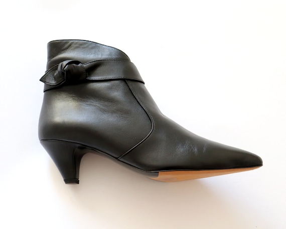 TABITHA SIMMONS Boots New Ankle Black Leather Boots Designer Fall Booties With Mid Heels Made in Italy Size 39.5 Etsy UK