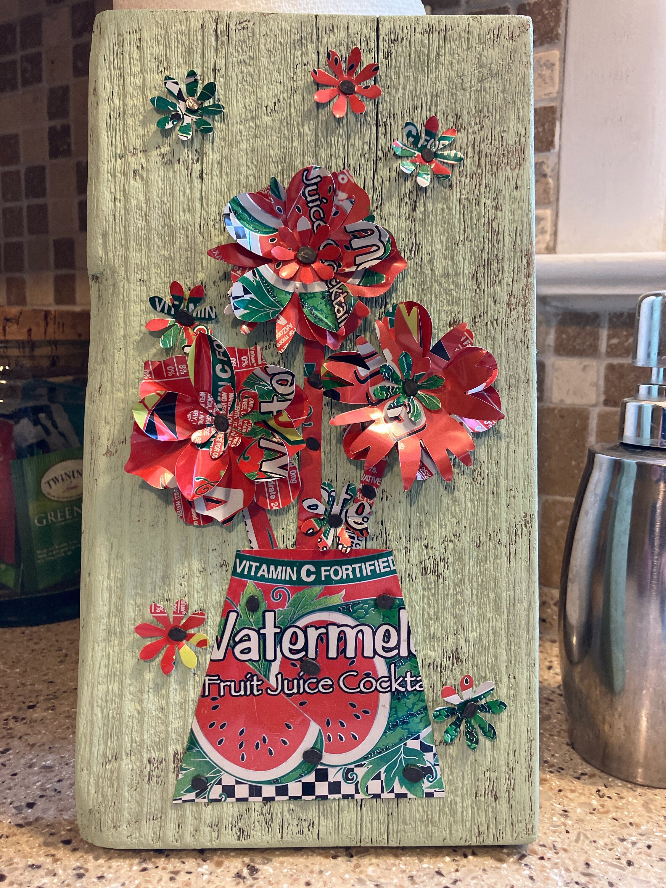 Arizona Tea Can Flower Pot: Upcycled and Handmade Aluminum Art - Etsy