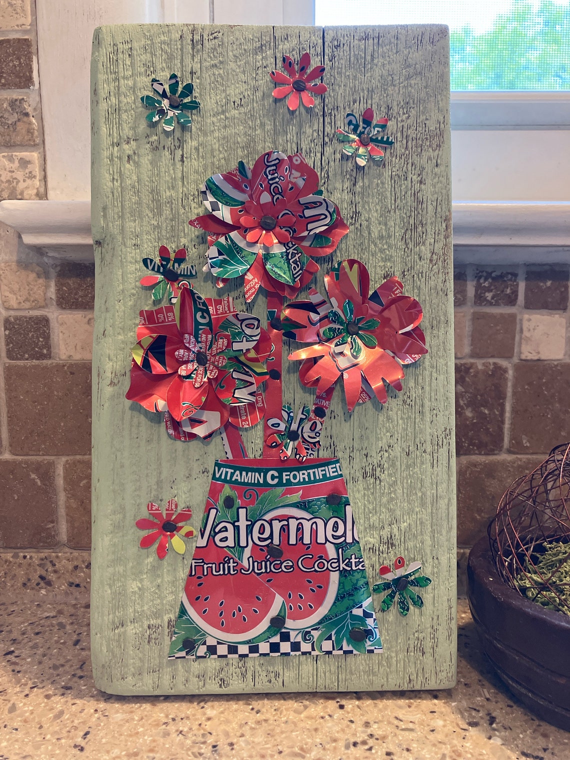 Arizona Tea Can Flower Pot: Upcycled and Handmade Aluminum Art - Etsy