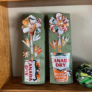 Canada Dry Seltzer Flower Pots - Pair of Signs:  Handmade Upcycled Aluminum Art