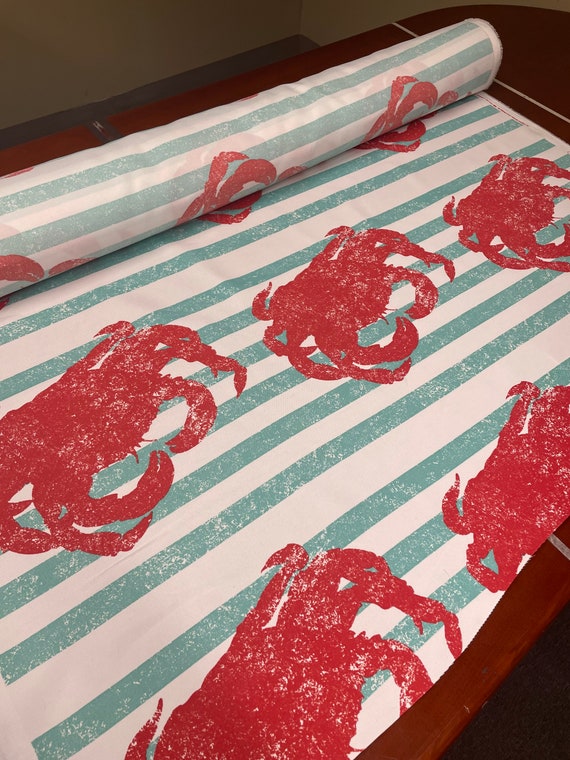 Outdoor Water Repellent Fabric by the Yard Crab Stripes by Etsy
