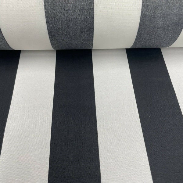 Patio Striped Outdoor Water Repellent Fabric by Richloom - Black/White - By The Yard