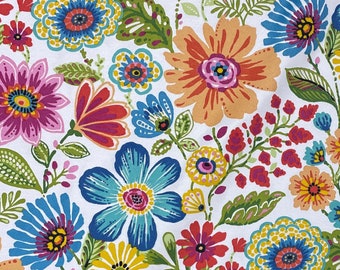 Floral Print Water Repellent Outdoor Fabric By The Yard - Colorful floral outdoor fabric