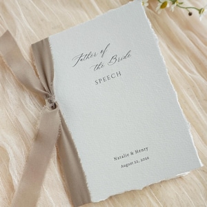 Libretto personalizzato per discorsi di matrimonio, carta fatta a mano con bordo frastagliato e nastro di seta, ricordo personalizzato della cerimonia