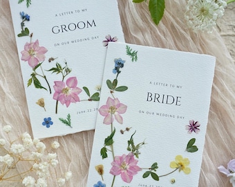 Handmade Unique Pressed Flower Vow Books for Wedding Ceremony