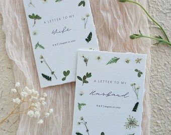 Floral Pressed Flower Wedding Vow Books, Personalized Botanical Art