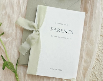 Personalized Wedding Day Card, Handmade Keepsake for Mom & Dad from Bride or Groom
