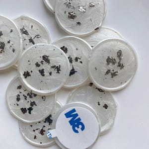 Sellos de lacre plateados hechos a mano, pegatinas autoadhesivas para boda, sellos de sobre de lujo, papelería de boda moderna y elegante.