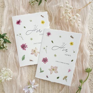 Libros de votos florales para boda (juego de 2), para él y para ella, flores prensadas, libros de votos personalizados, boda con flores silvestres, carta a mi esposa