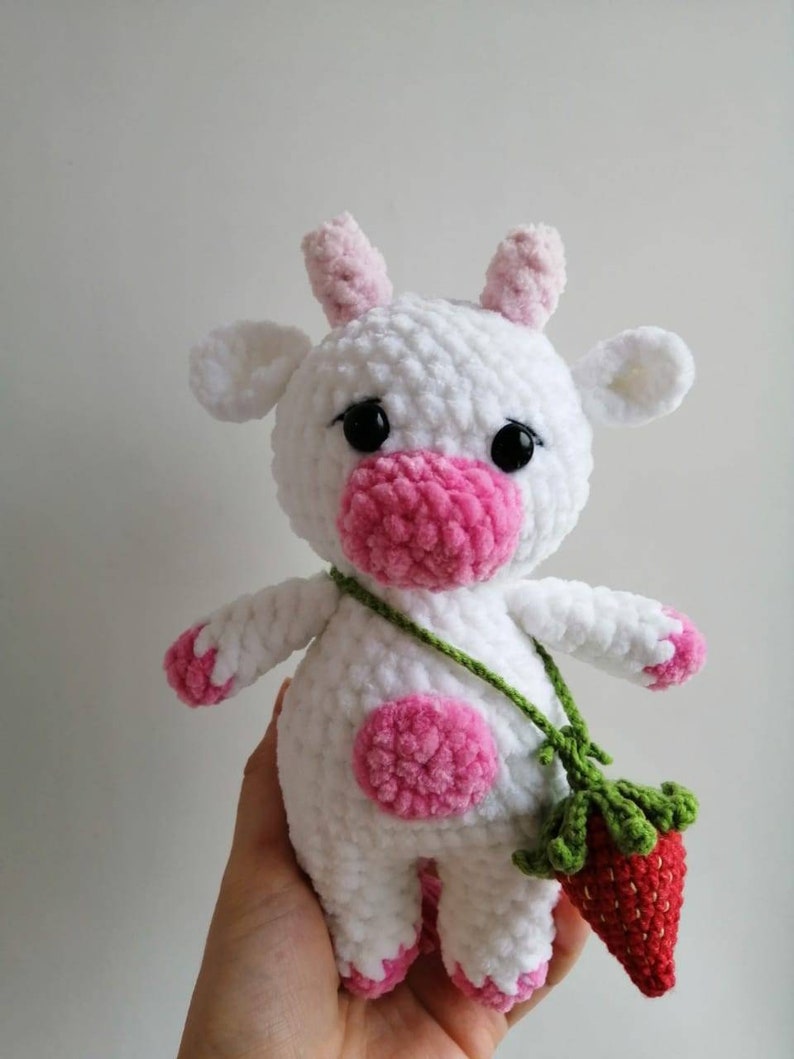 Strawberry cow plushie / Crochet cow plush/ Cow stuffed animal | Etsy
