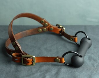 Cognac Bit Gag, Premium Leather Straps