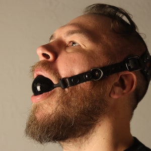 Black Ball Gag, Premium Leather Straps With d-rings