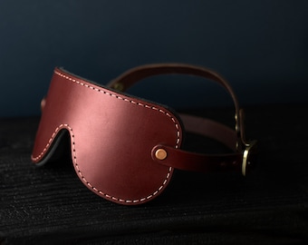 Luxury Leather Blindfold // oxblood with bronze hardware