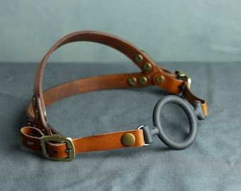 Cognac Ring Gag, Premium Leather Straps