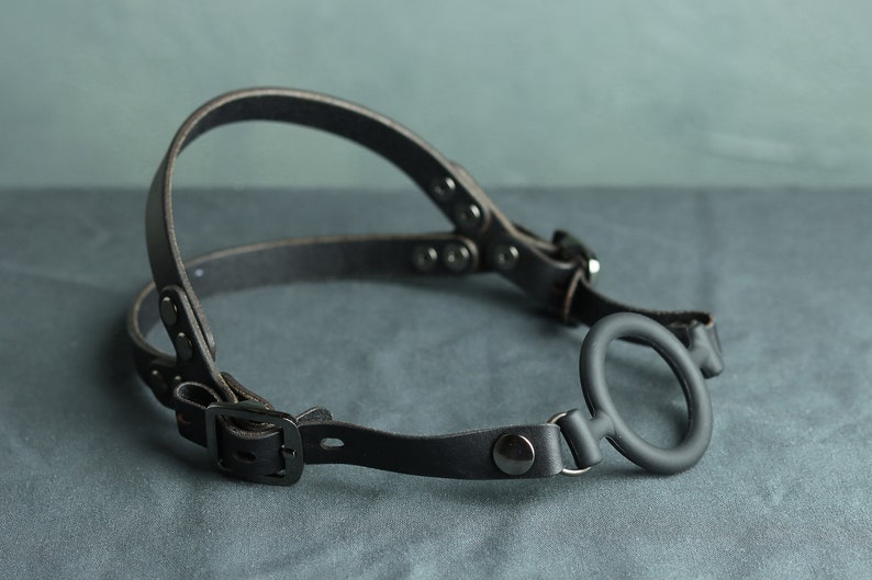 Black Ring Gag, Premium Leather Straps 
