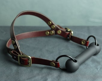 Oxblood Bit Gag, Premium Leather Straps