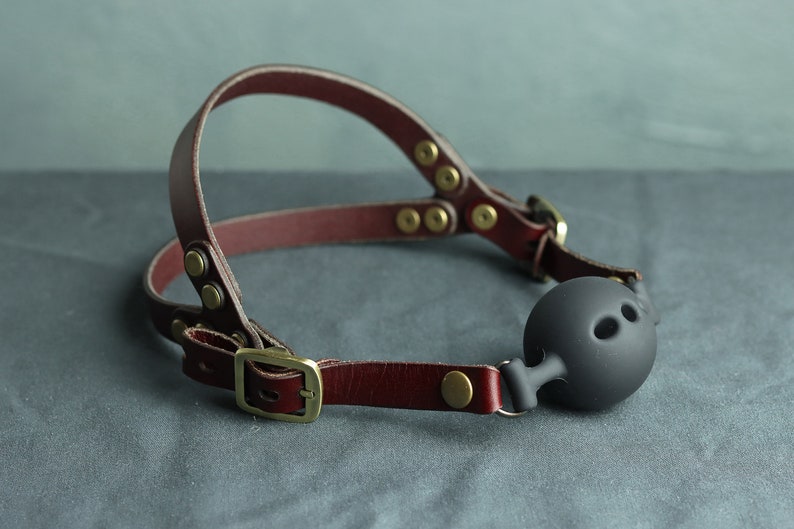 Oxblood Ball Gag, Premium Leather Straps 