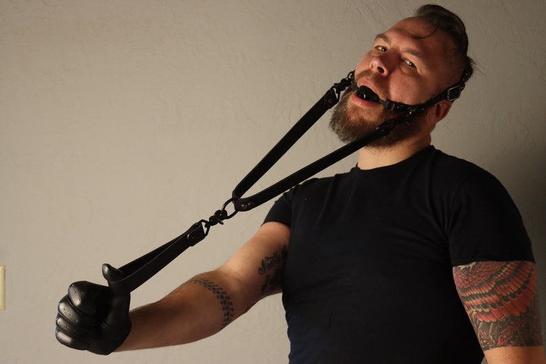 Black Ball Gag, Premium Leather Straps With d-rings & lead