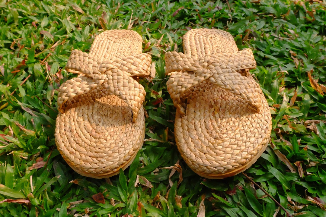 Straw Shoes/straw Slippers/thai Slippers/sandals Etsy