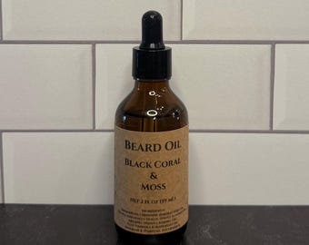 Aceite para barba de coral negro y musgo, aceite acondicionador para el cuidado masculino, mezcla de jojoba y argán.