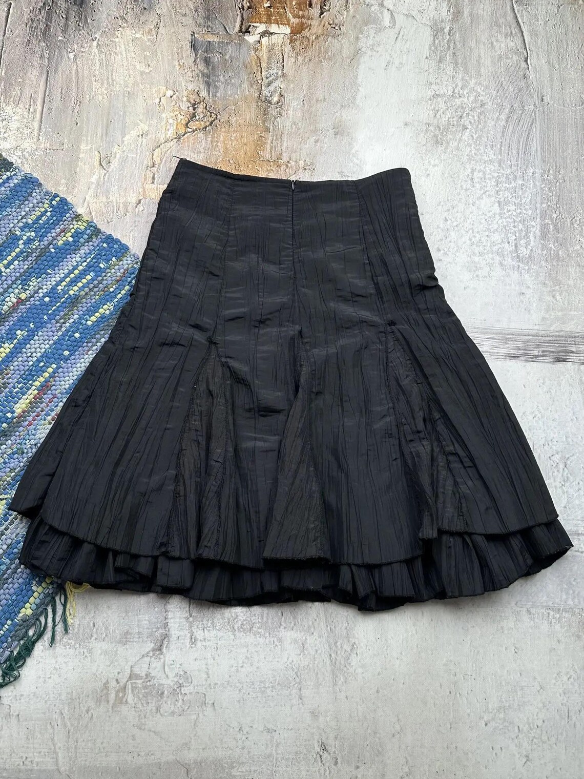Block-Pleated Flare Shirting Skirt