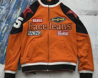 Y2K Racing Track Jacket Zip Up Moto Bomber Graphic Streetwear Vintage Women