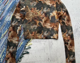 Mesh Top | Renaissance Shirt Blouse Print | Venus Cherub See