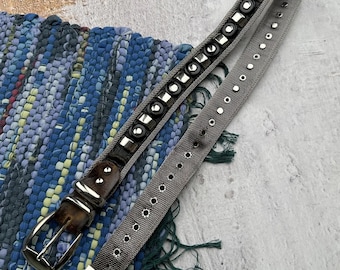 Y2K Grunge Faux Leather Belt | Vintage 2000s Floral Pattern Belt