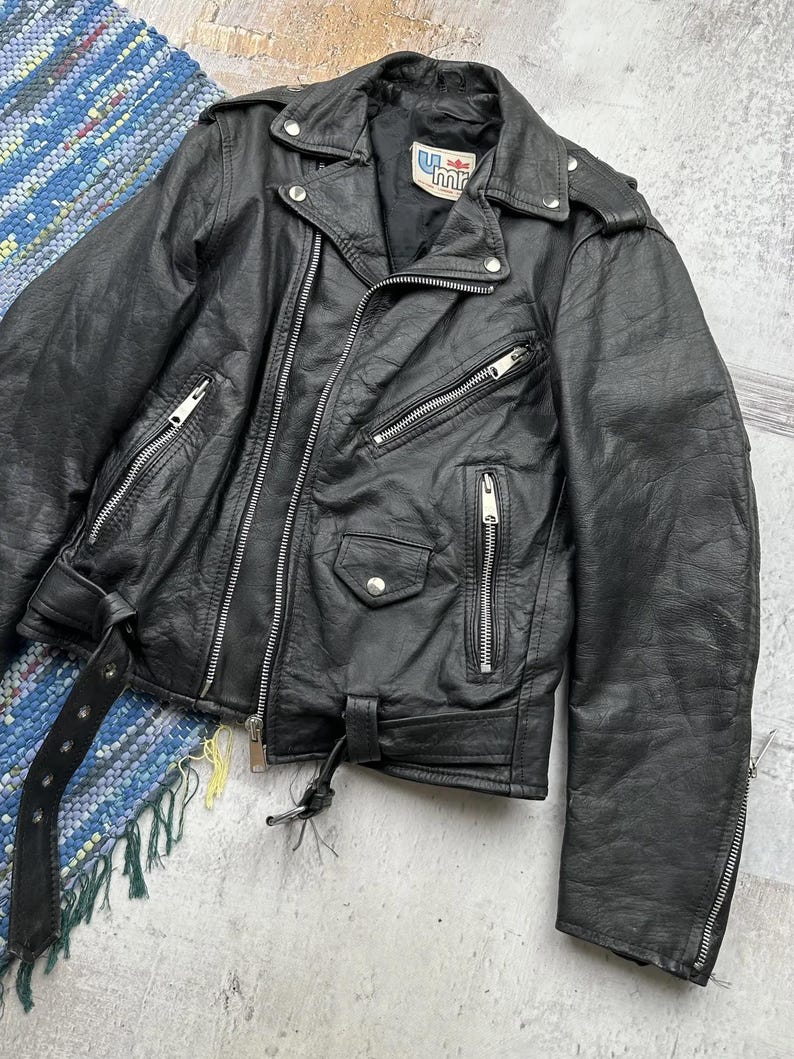 Vintage Leather Stitched Moto Jacket main image 0