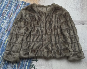 Vintage Faux Fur Jacket Women Cropped Plush Coat Winter Glam Y2K Soft Brown Cozy