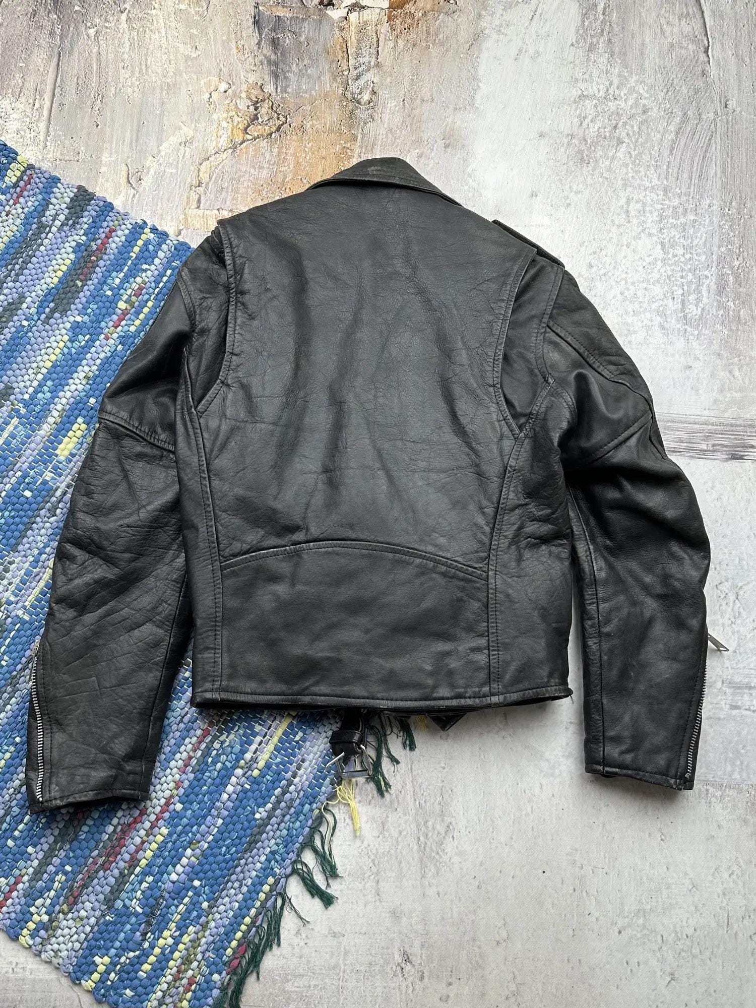 Vintage Leather Moto Type Jacket - Etsy