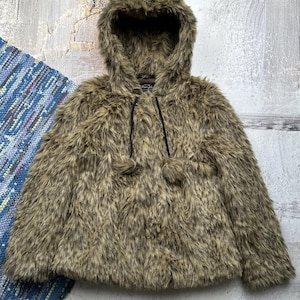 Vintage Faux Fur Coat With Hood