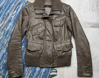 90's vintage ブラウンレザーアウター フロントジッパー 90's vintage ブラウンレザーアウター フロントジッパー 90's