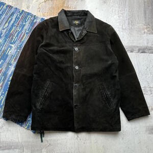 Manteau délavé en cuir suédé vintage des années 80