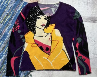 PULL 100% CACHEMIRE BLANC IVOIRE TAILLE GRAND RACHEL ZOE NEUF avec