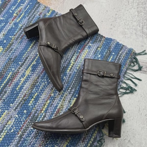 Vintage Leather Boots With Heels
