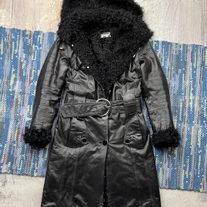 Vintage Leather/Real Sheepskin Coat With Belt