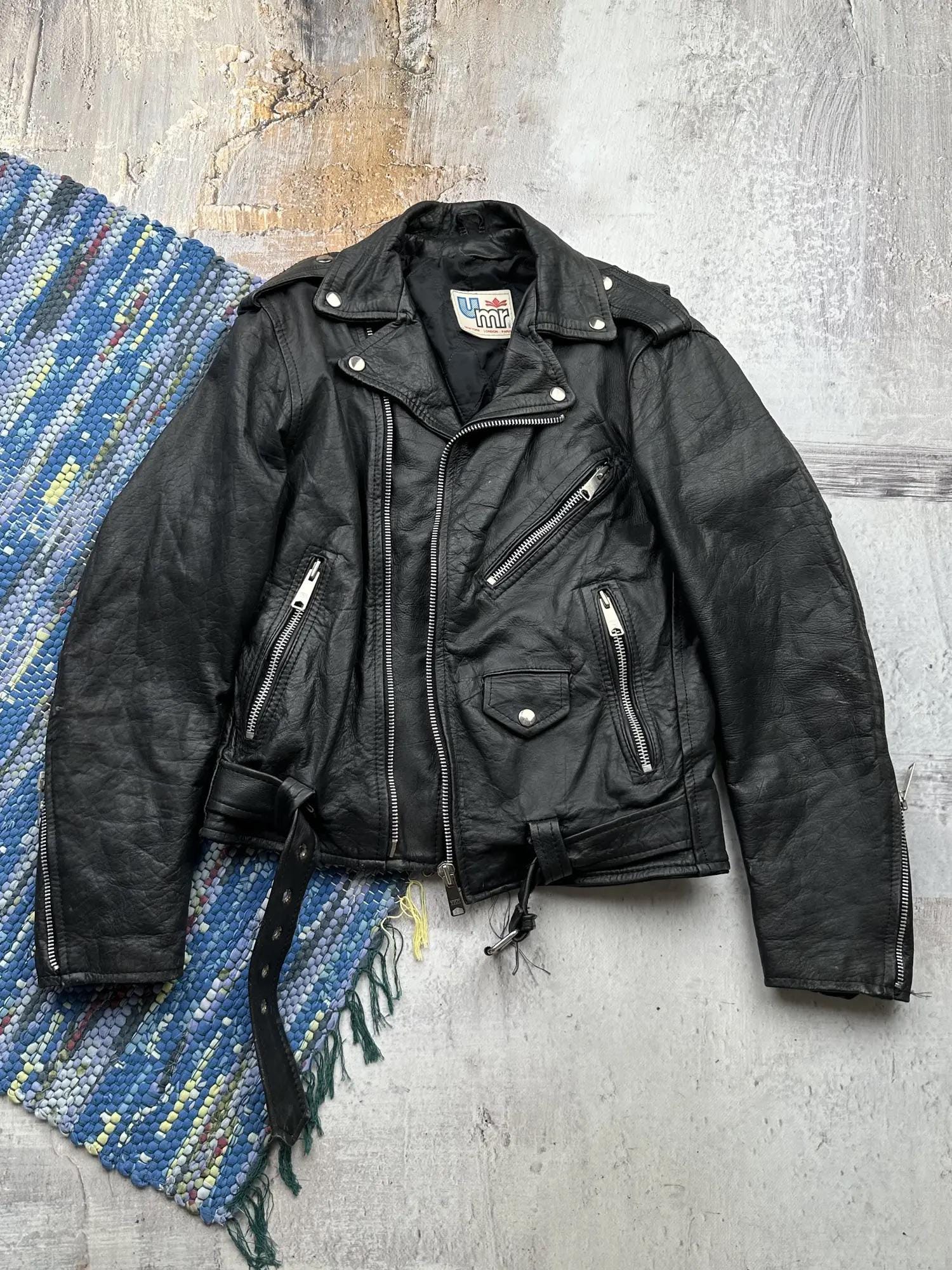Vintage Leather Moto Type Jacket - Etsy
