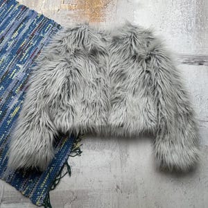 Vintage cropped jas van imitatiebont