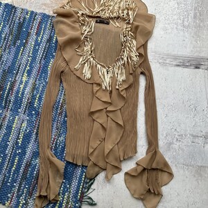 Vintage Pleated Mesh Blouse