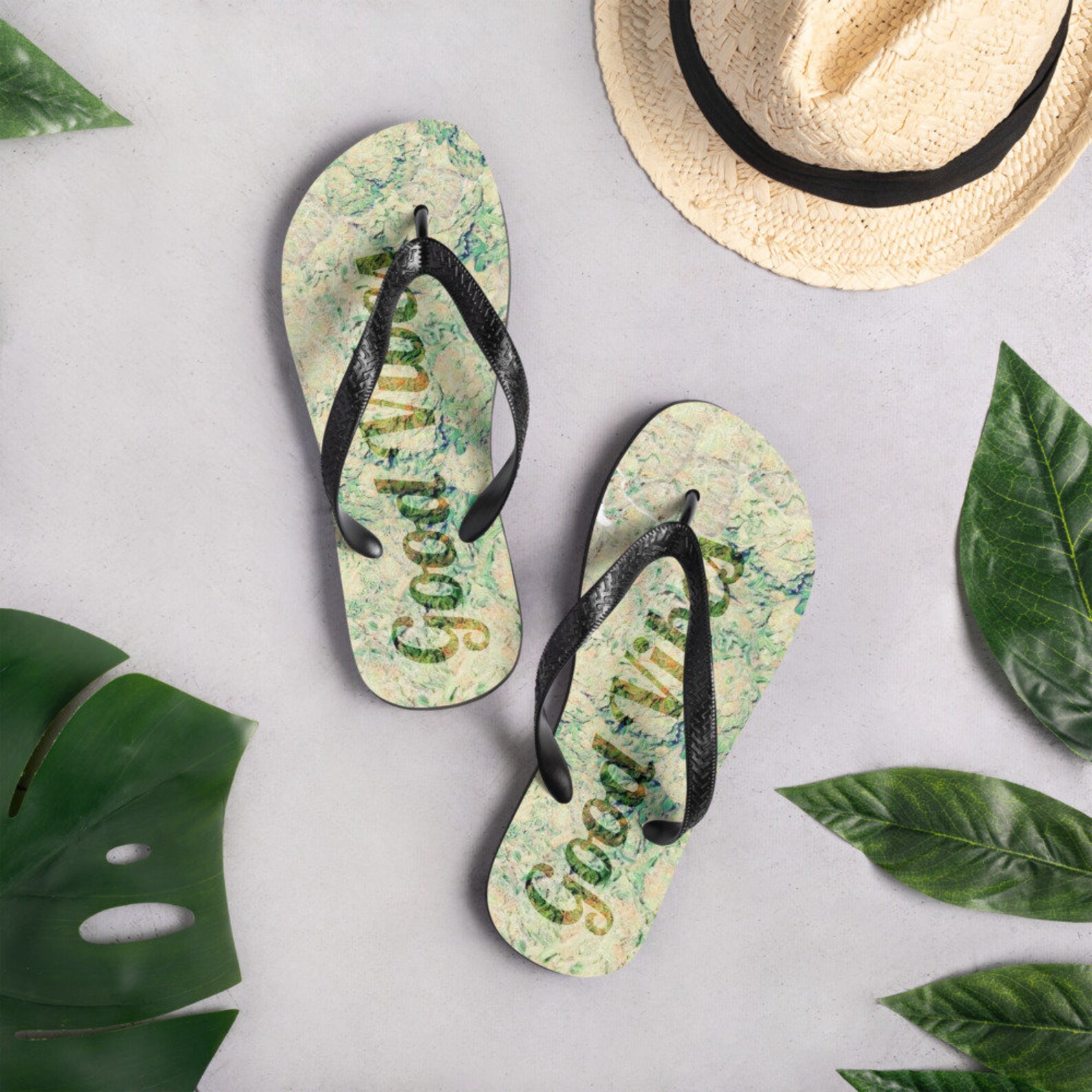 Good Vibes Bud Flipflop Sandals Etsy