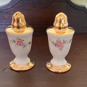 Vintage Salt and Pepper Shakers with Rose Design
