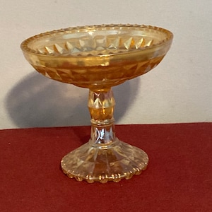 Vintage Marigold Pedestal Candy Dish