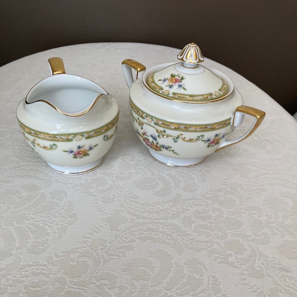 Noritake China, Arlene Pattern Creamer and Sugar Bowl