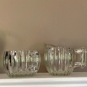 Clear Glass Creamer and Sugar