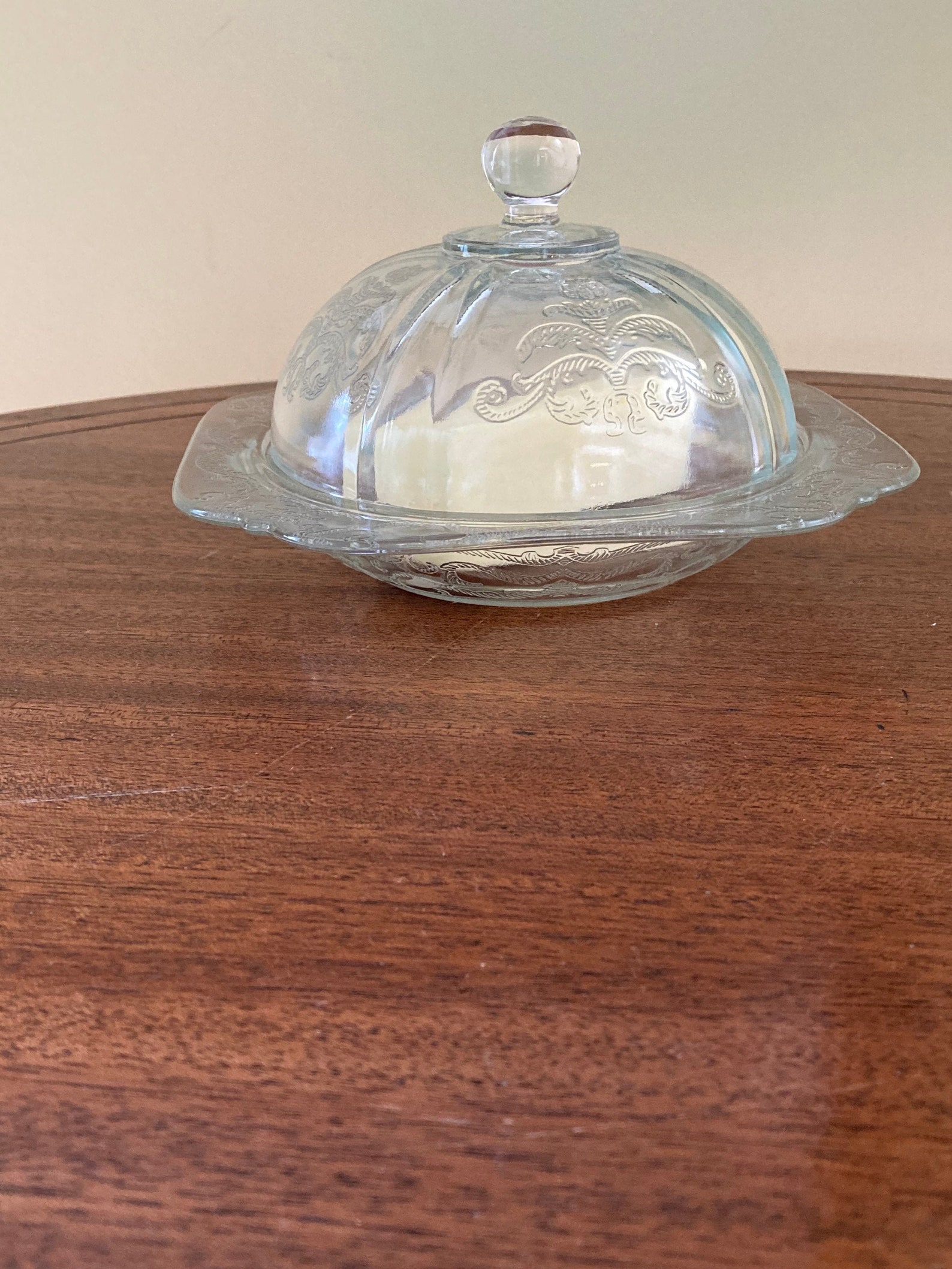 Depression Glass Butter Dish With Lid Etsy