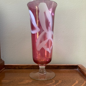 Vintage Glass Pink Flower Vase
