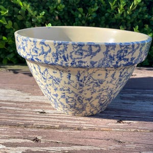 Robinson - Ransbottom 8” Blue Spongeware Mixing Bowl