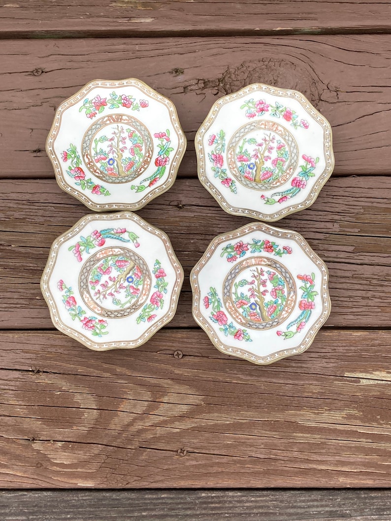 Tree Saucer Rim 19th Century Coalport English Bone China “indian Tree” Saucers (4) - Etsy